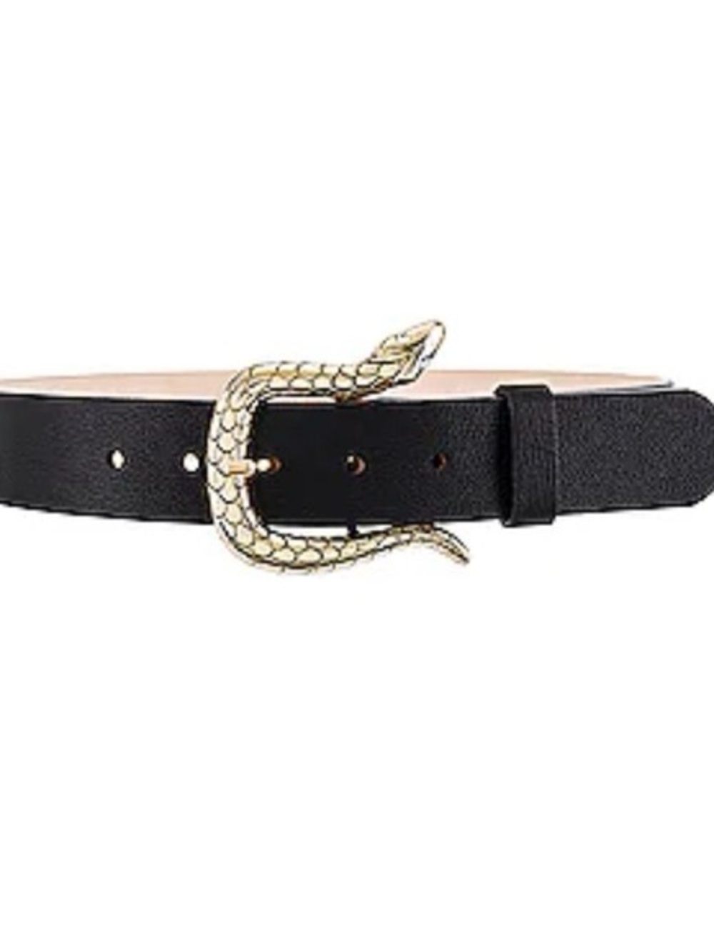 B-Low the Belt Black Leather Belt with Gold Snake Buckle